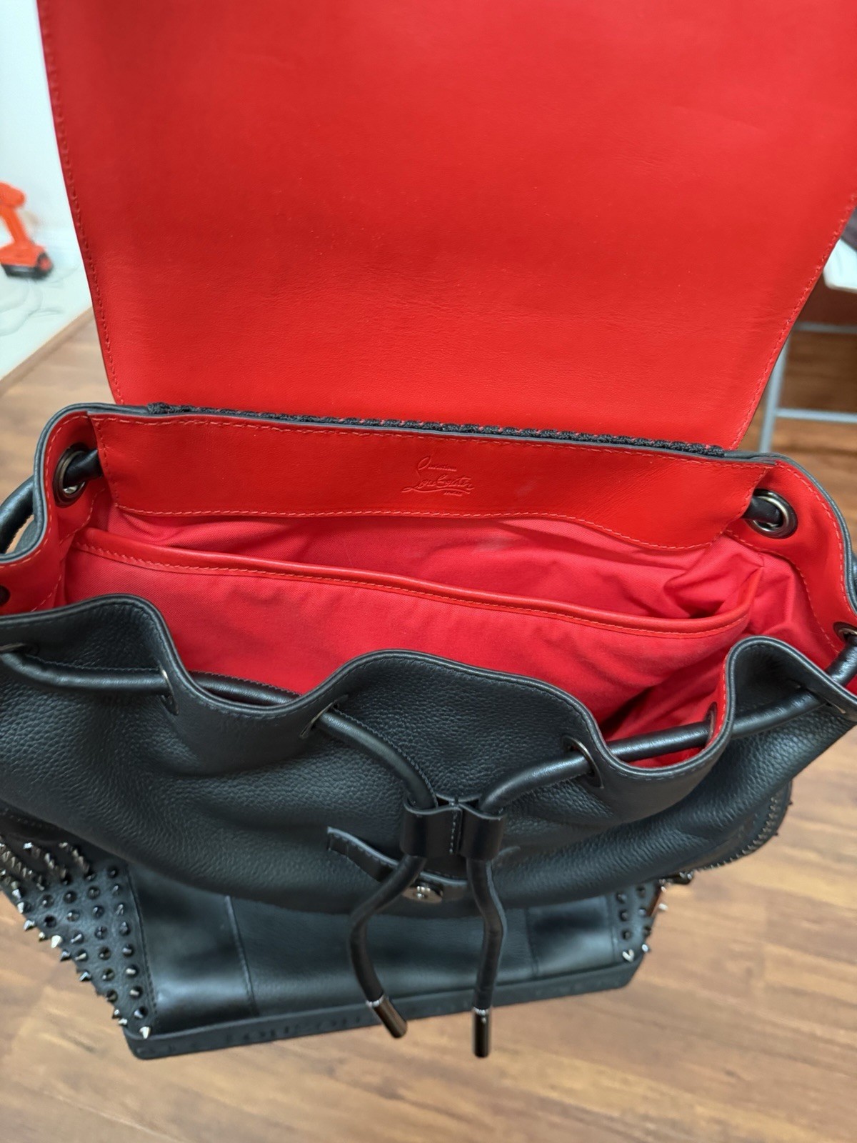 Christian Louboutin Studded Backpack Black/Red with Dust Bag