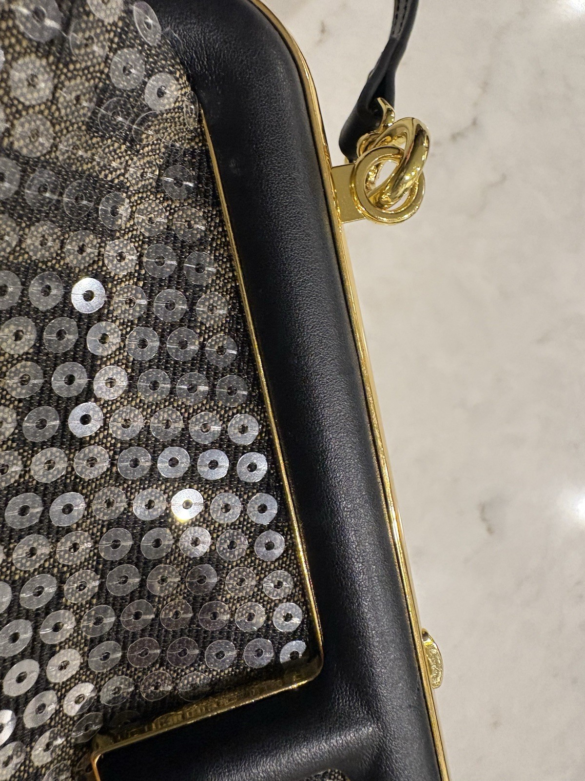 Fendi First Zucca Black/Gray Zucca Sequin Small Clutch/Crossbody Bag