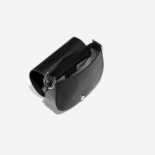 Cole Haan Grand Series black pebble leather crossbody saddle bag