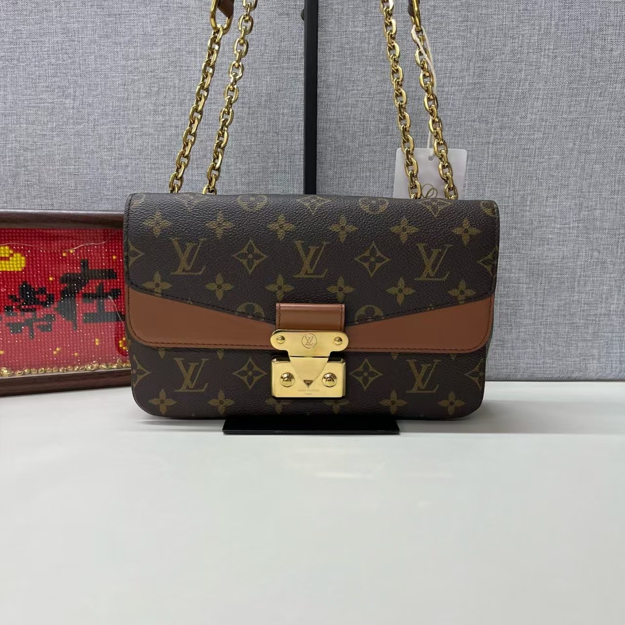 Louis Vuitton Marceau Caramel Lock Chip Shoulder Crossbody Bag