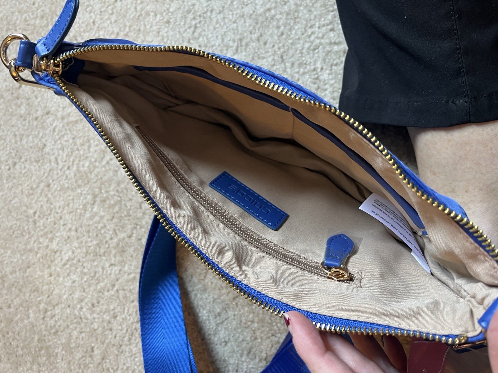 Chico’s Crossbody Bag Belt Bag- Bright Blue – NEW Half Moon Nylon