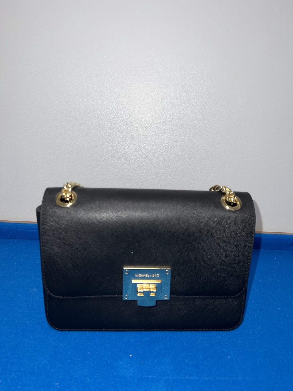 Michael Kors Tina Medium Leather Flap Shoulder Crossbody Bag Black 35T7GT4F2L