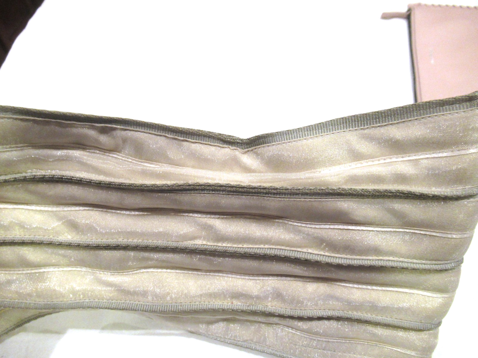 Kao Pao Shu ivory crinkle clutch purse, 11.5 inches wide