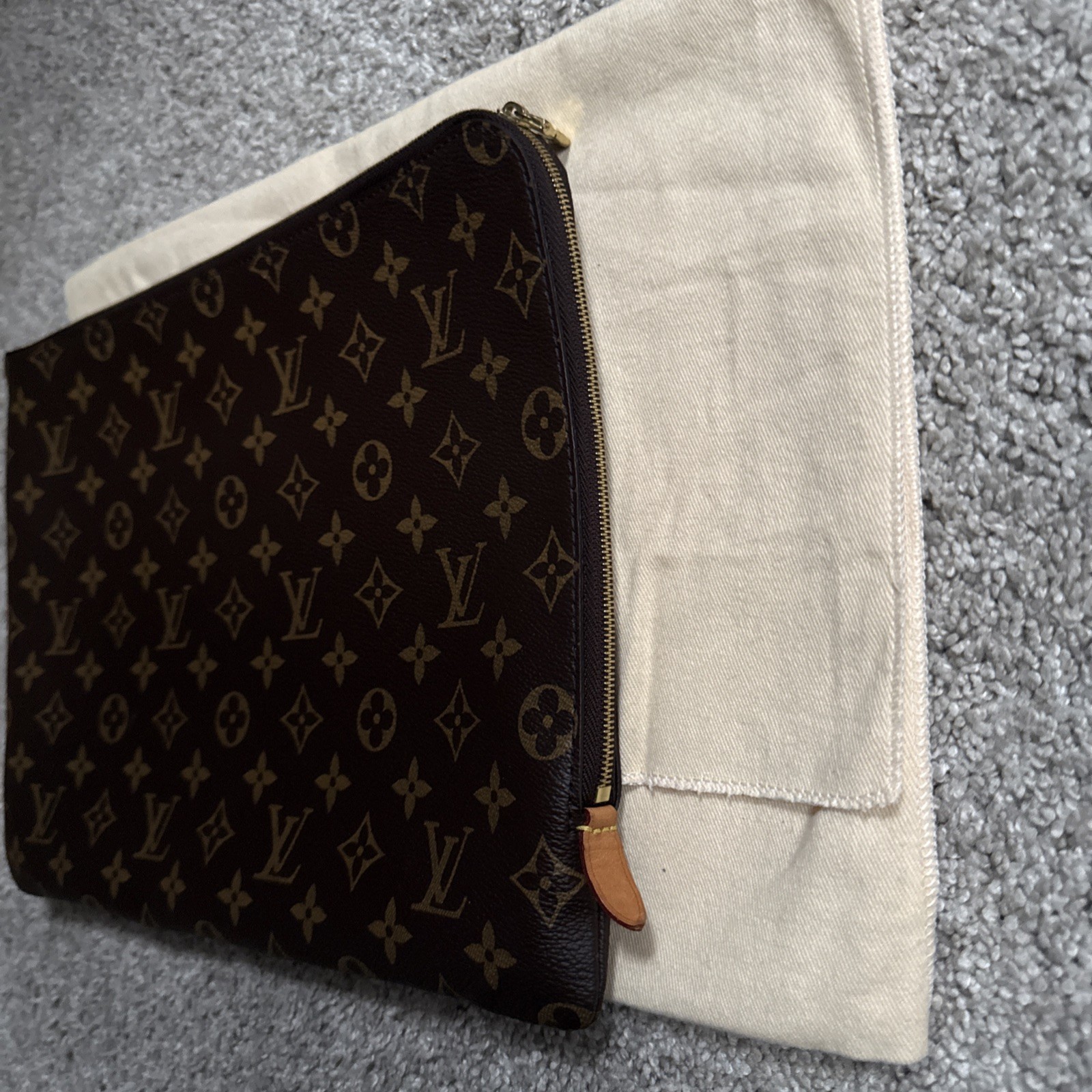 Louis Vuitton Etui Voyage Pouch MM Brown Canvas Clutch Bag
