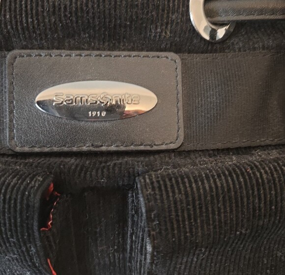 Samsonite Black Corduroy Zipper and Drawstring Tote with Matching Pouch