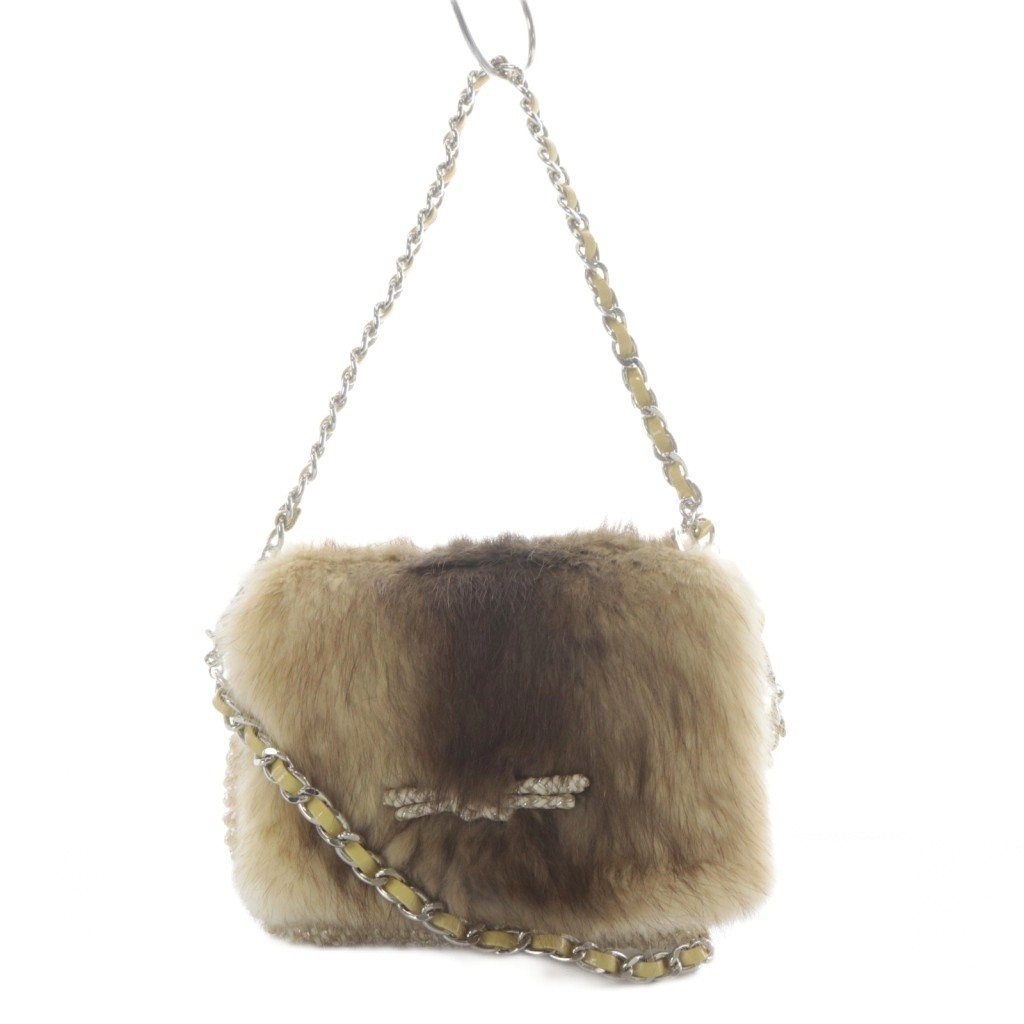 ANTEPPRIMA Fur Wire Bag Handbag 2Way Beige Leather AB Condition 15cm/5.9″