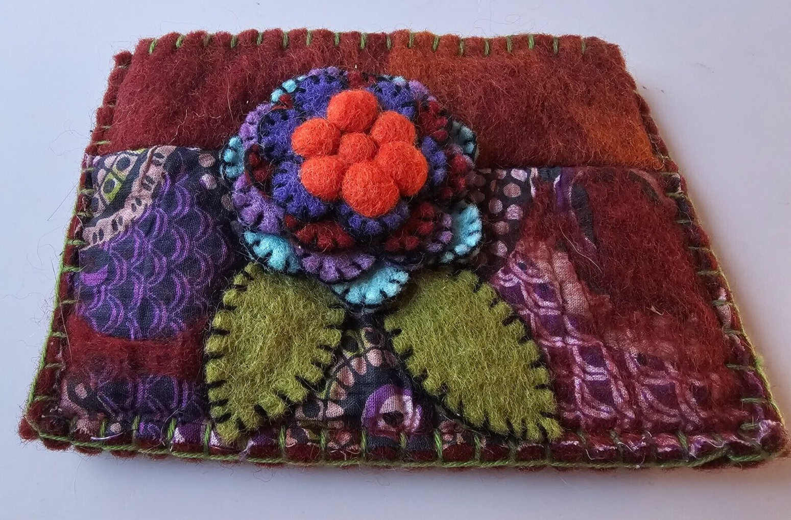 Small Wool Handmade Zipper Bag Clutch 7.75″x5.25″