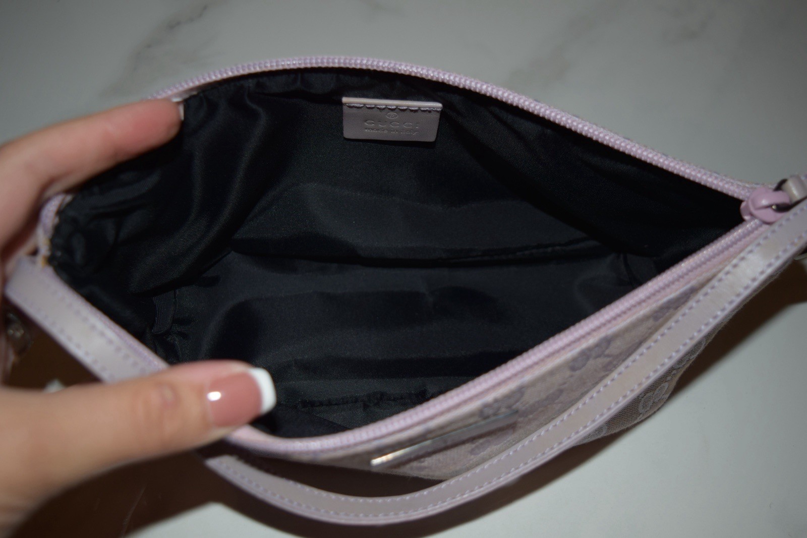Vintage GUCCI Lilac GG Monogram Boat Bag with Dust Bag