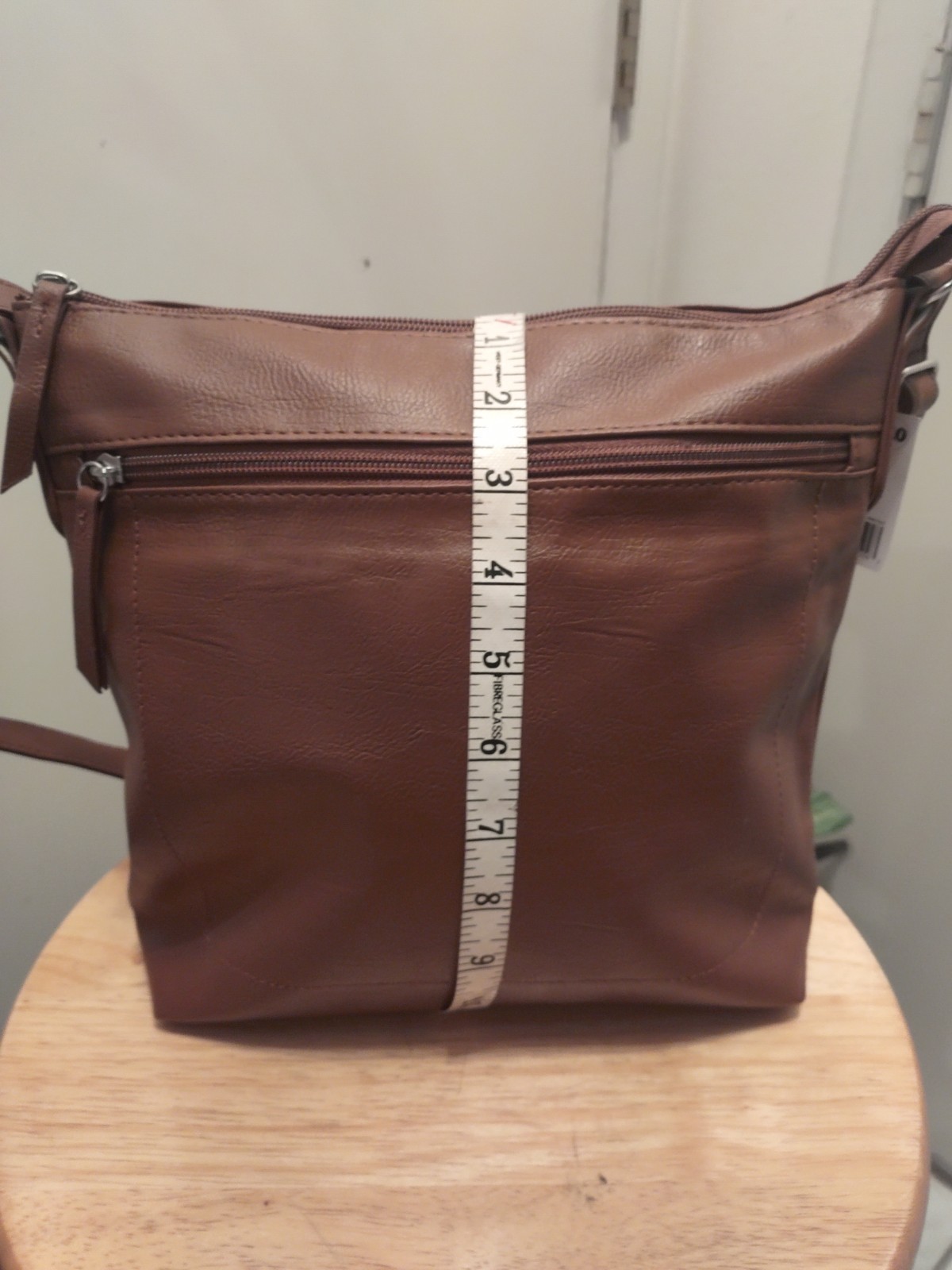 Brown Cross body PU Leather Purse With Adjustable Strap And Pockets
