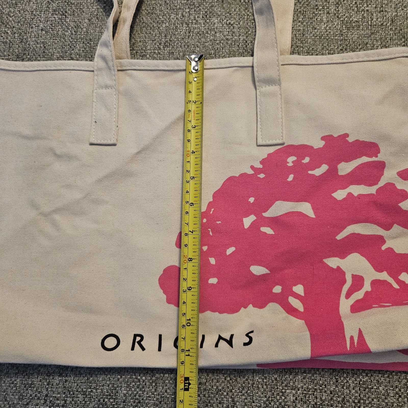 Origins Beige Pink Tree Of Life Tote Bag Shopper NEW Earth Day Canvas Large