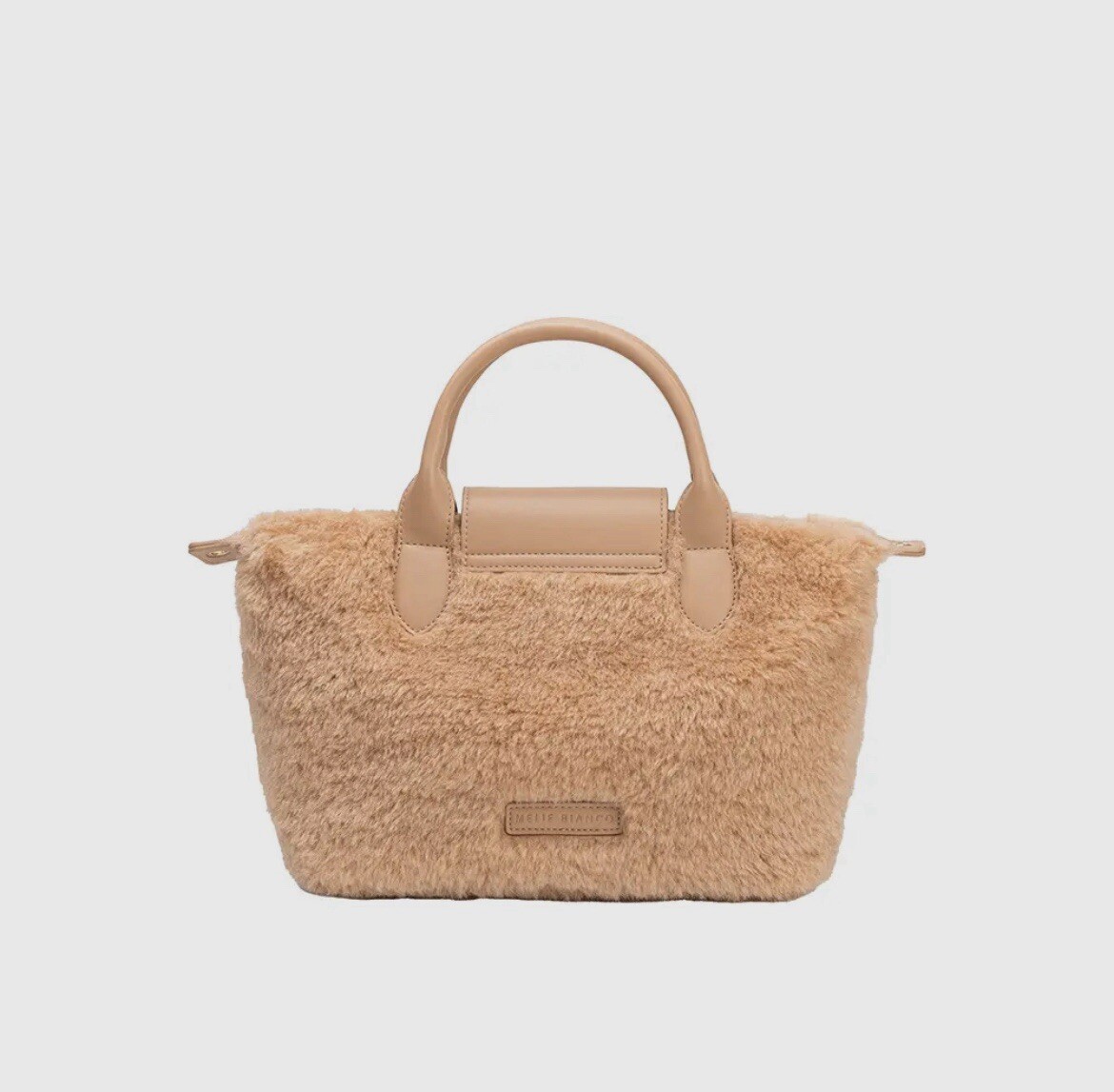 New! Melie Bianco Winnie Sherpa Top Handle & Crossbody Bag – NWT Tan $150 MSRP