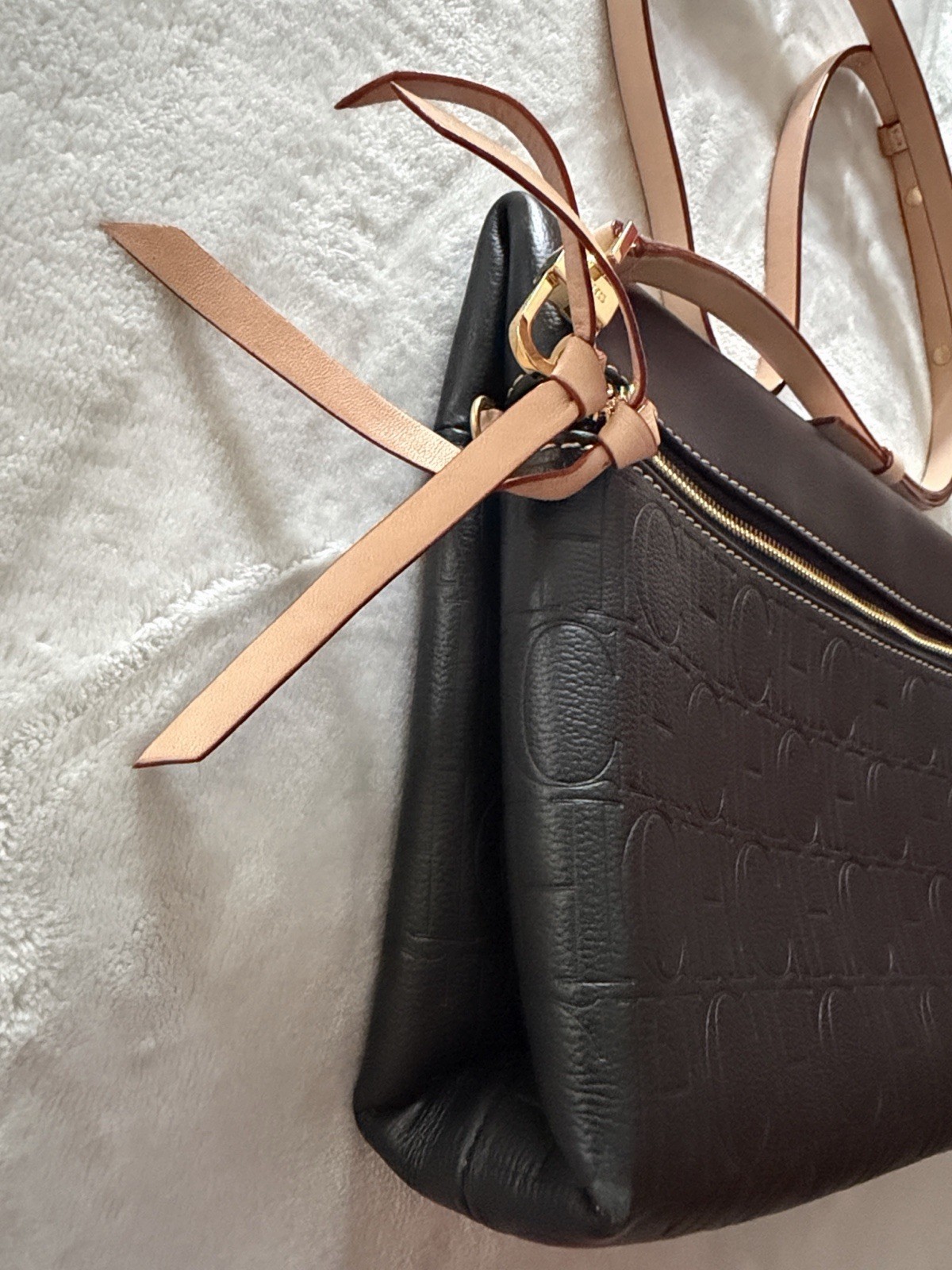Black Carolina Herrera Clutch with Leather Strap