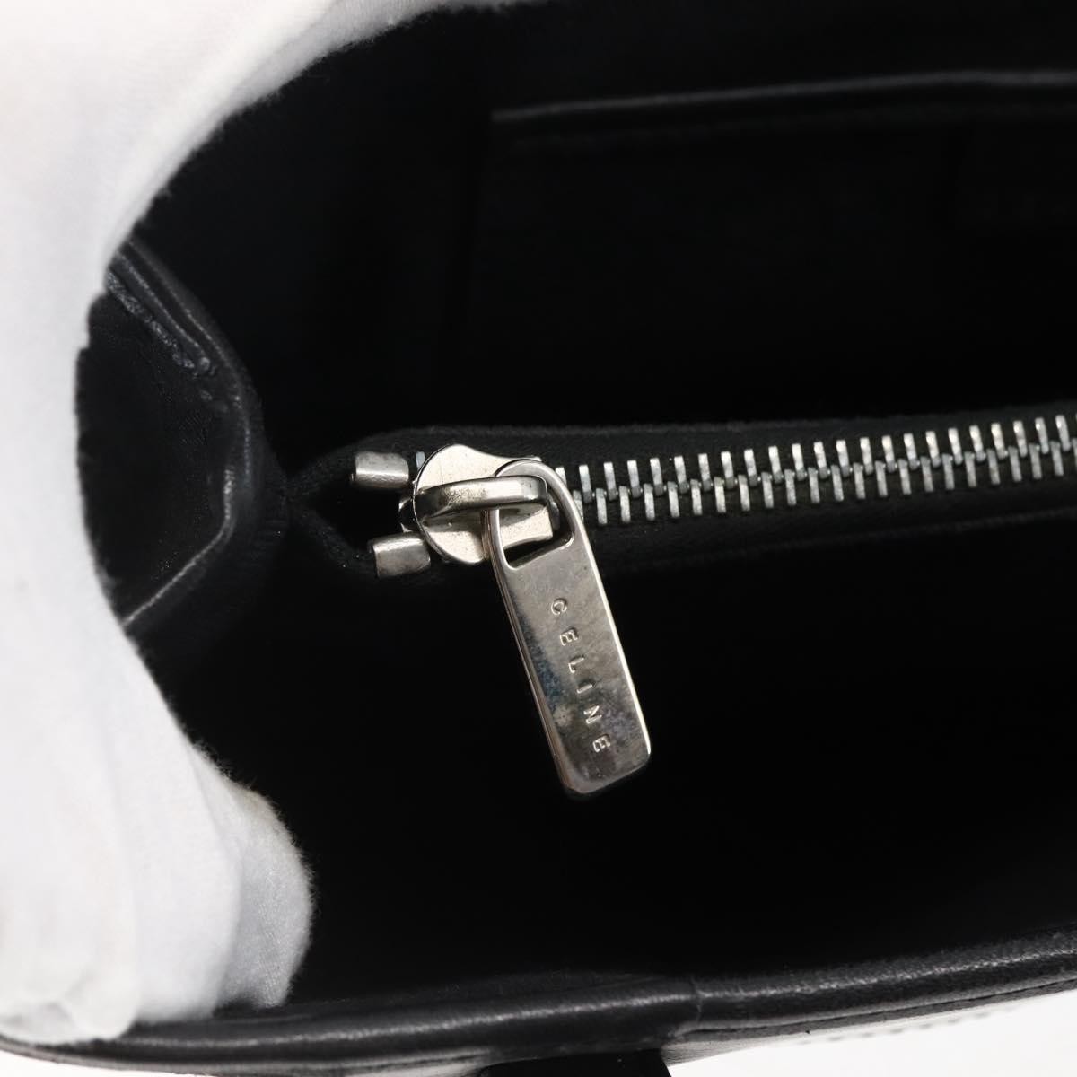 CELINE C Macadam Canvas Hand Bag Black Silver Auth gh998