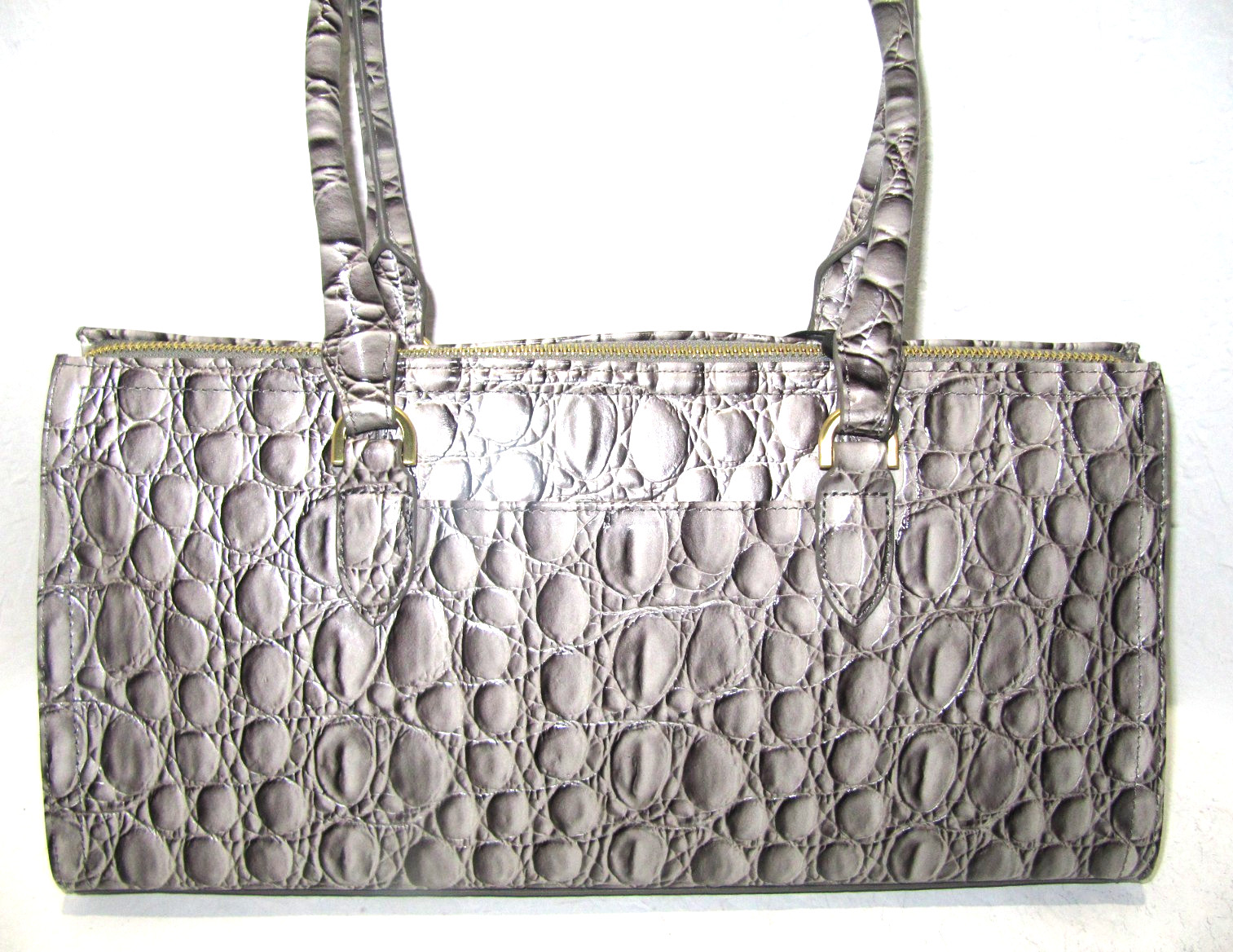 Brahmin Sophia Dove Gray Vanderbilt Shoulder Satchell Bag Leather NWT $385