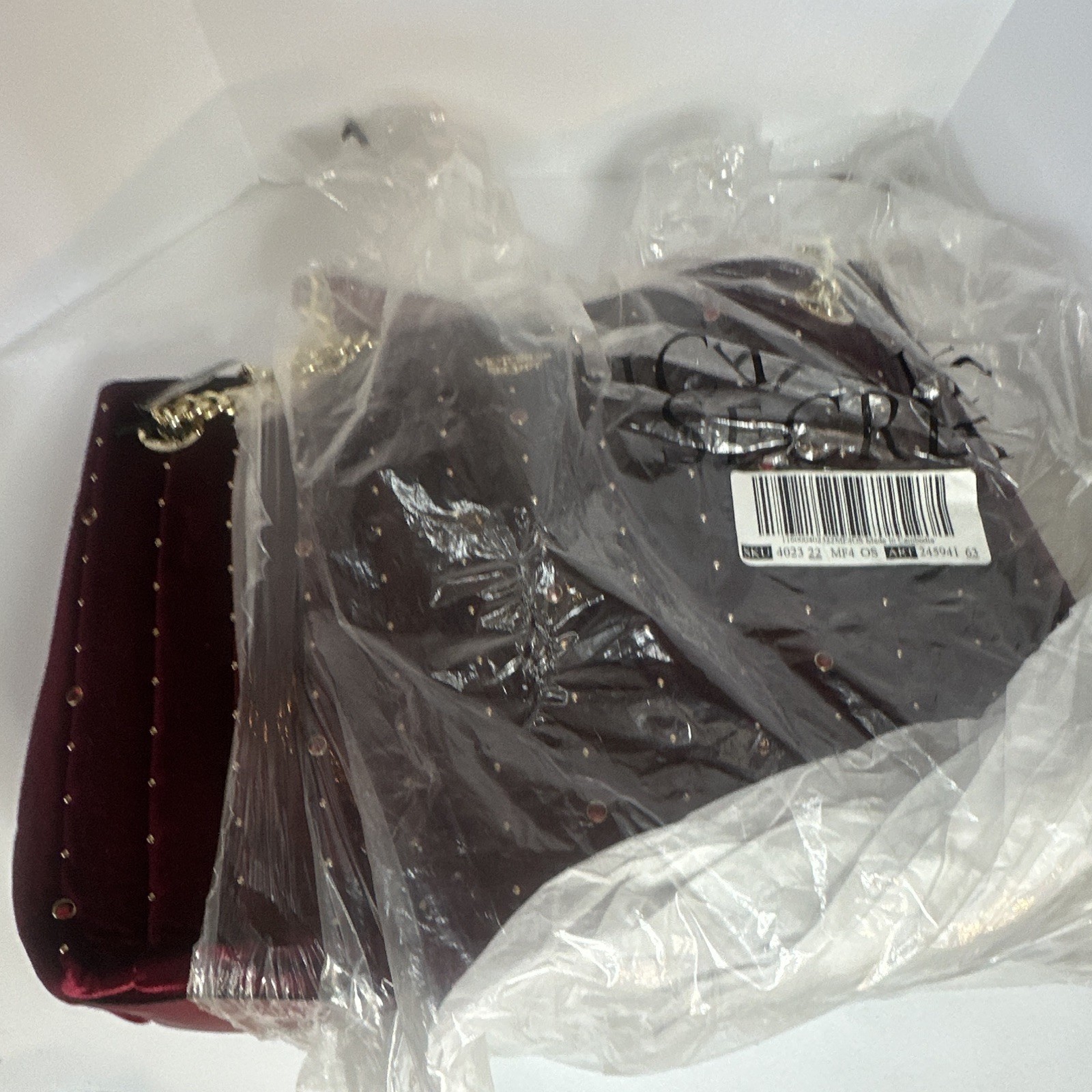 Victoria’s Secret Burgundy Quilted Studded Crossbody Gold Chain Zip Detach