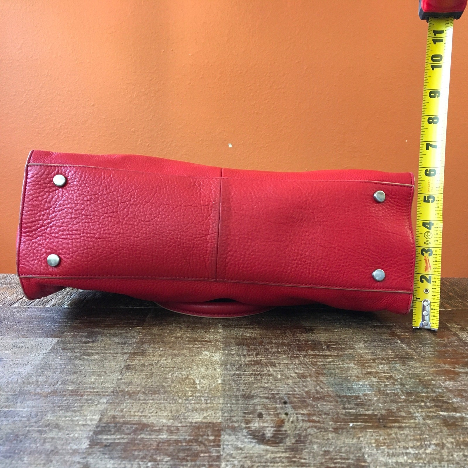 Charles Jourdan Red Pebbled Leather Satchel Bag Tote Vintage French Designer