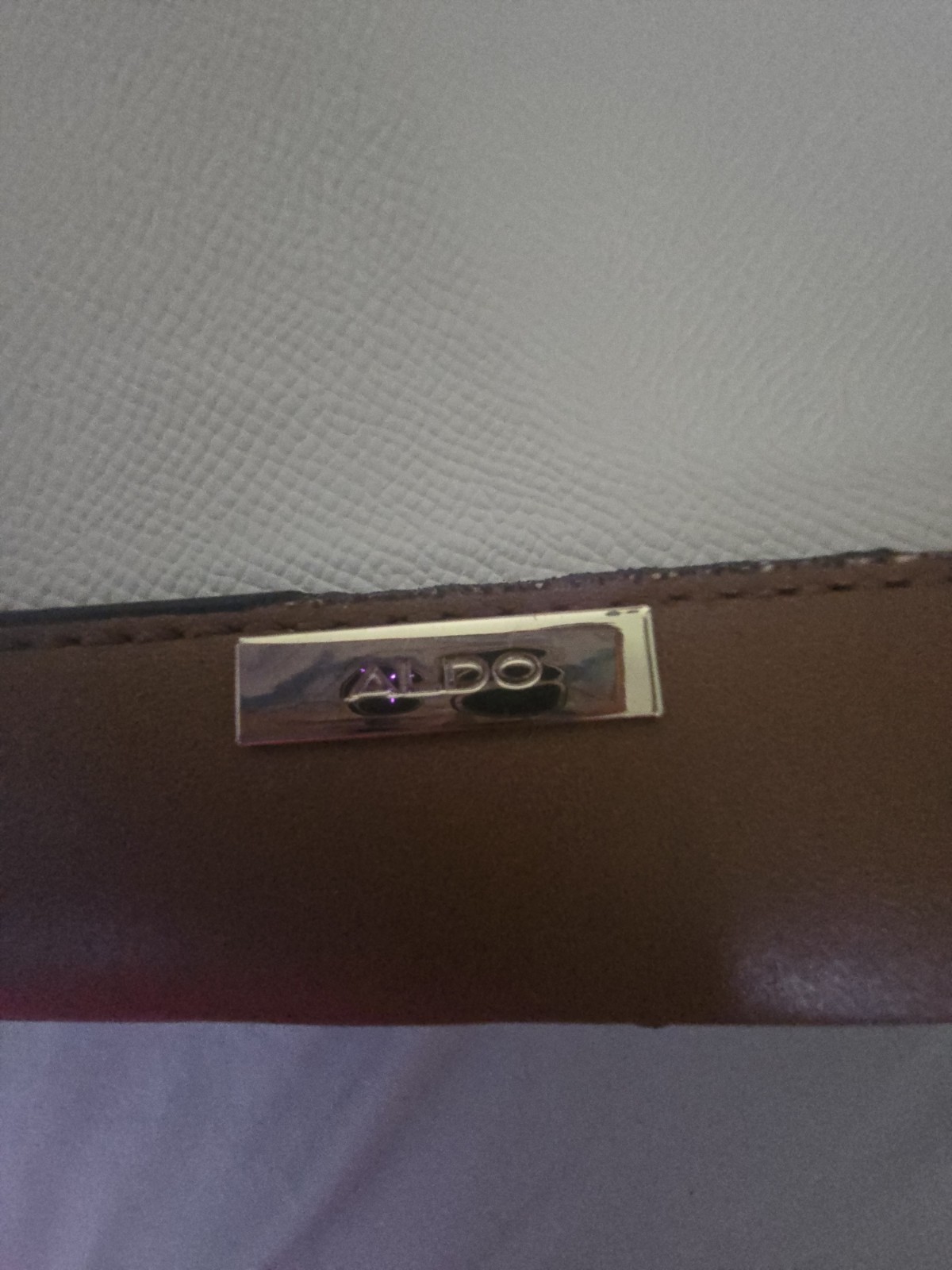 ALDO Two-Tone Beige Brown Satchel Top Handle Zip Gold Padlock Charm Pockets