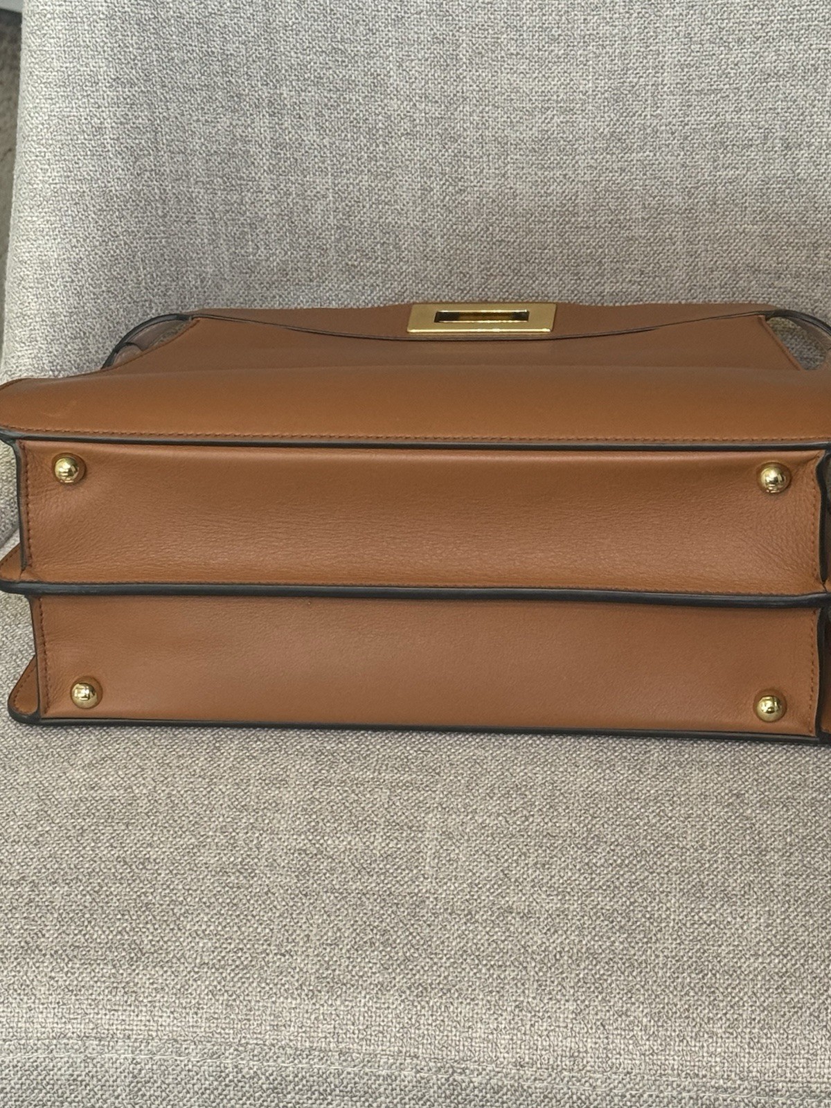 Fendi Peekaboo Medium Caramel Tan Leather Bag Detachable Crossbody Strap