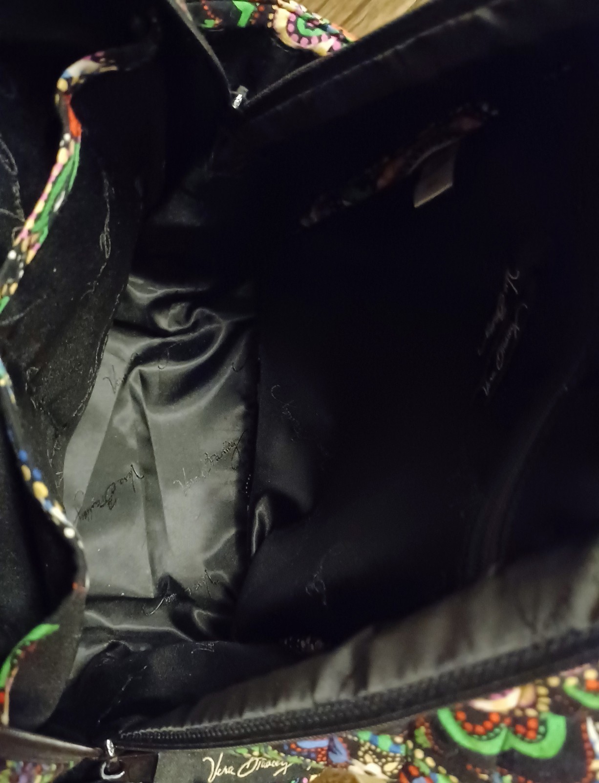 Vera Bradley Small Backpack Kiev Paisley Colorful Paisley on Black 12x9x5 Inches