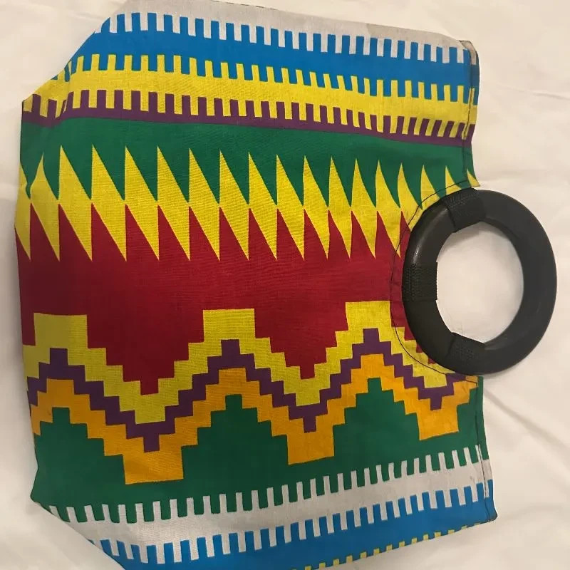 Multicolor Geometric Zig-Zag Benin Purses