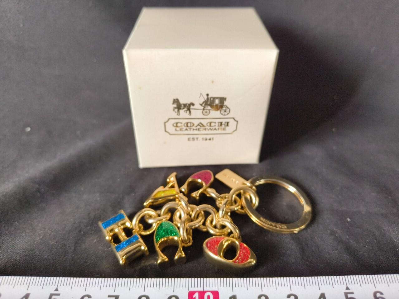 Authentic Coach Mix Color Coach Letter Keychain Key w/Box, Japan-h0307-1