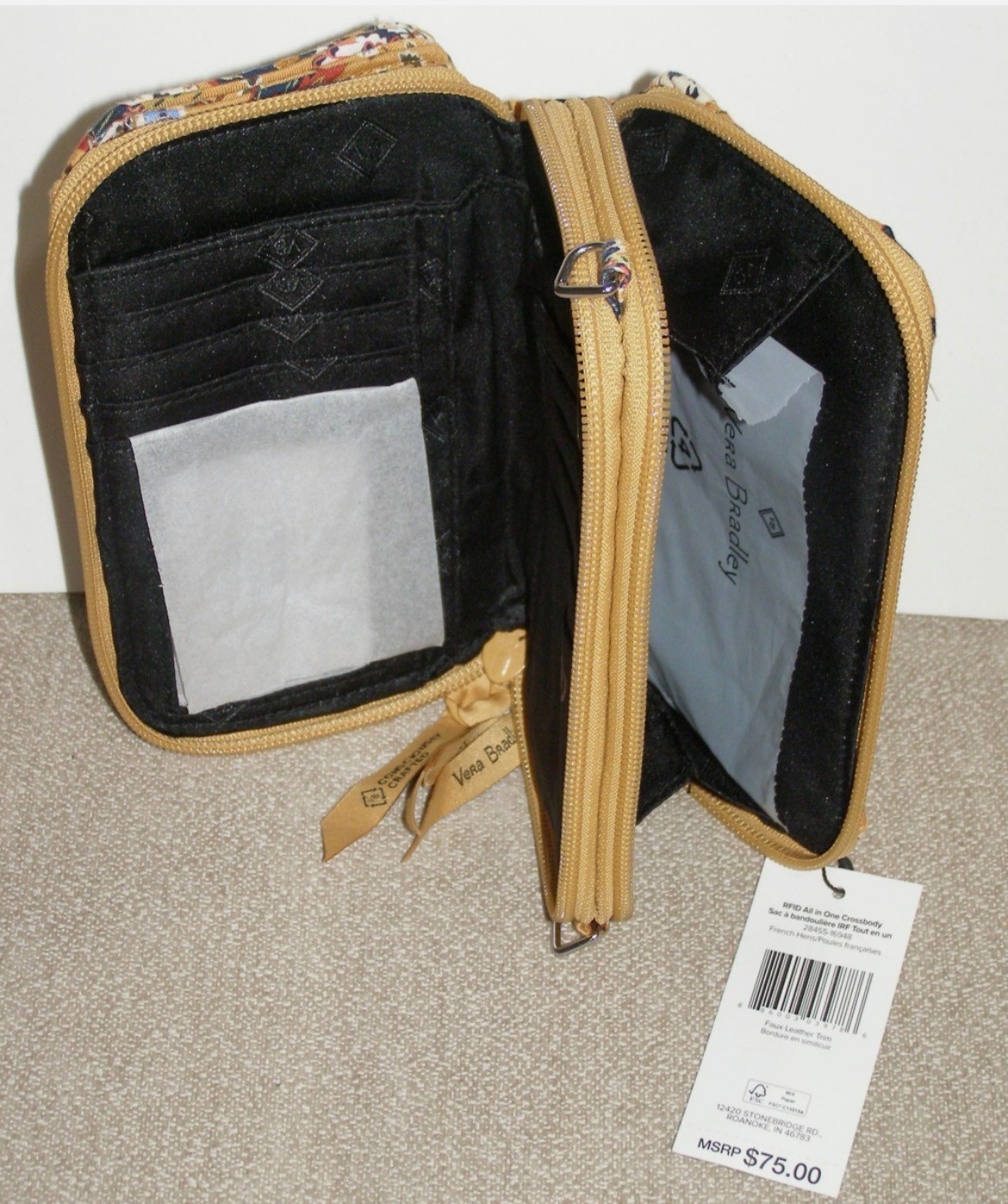 Vera Bradley – RFID All in One Crossbody Bag – RARE French Hens – NEW WITH TAGS!