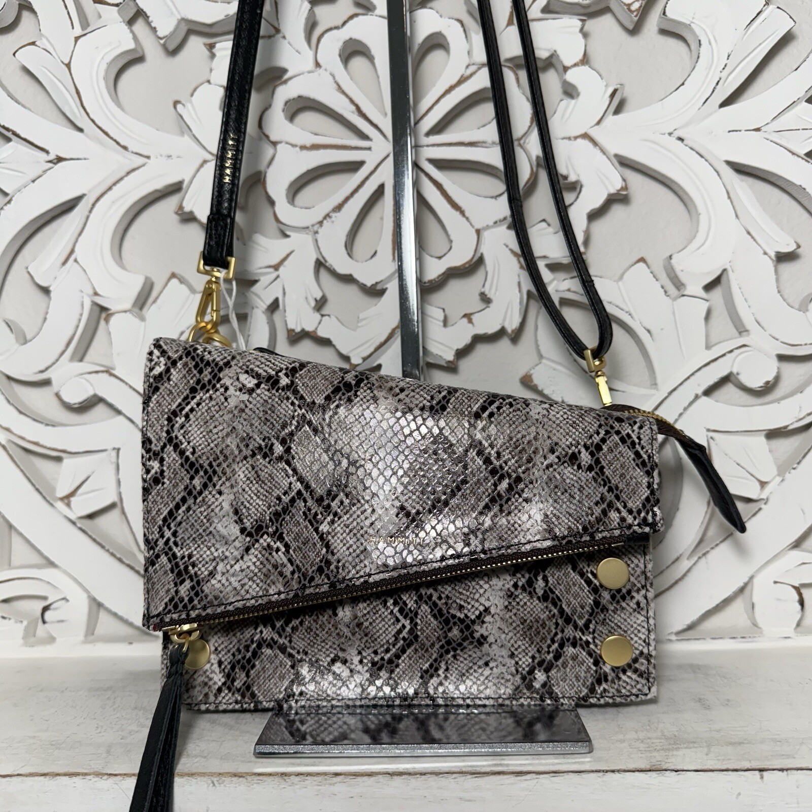 Hammitt Curtis Crossbody Contrast Snake Brushed Gold