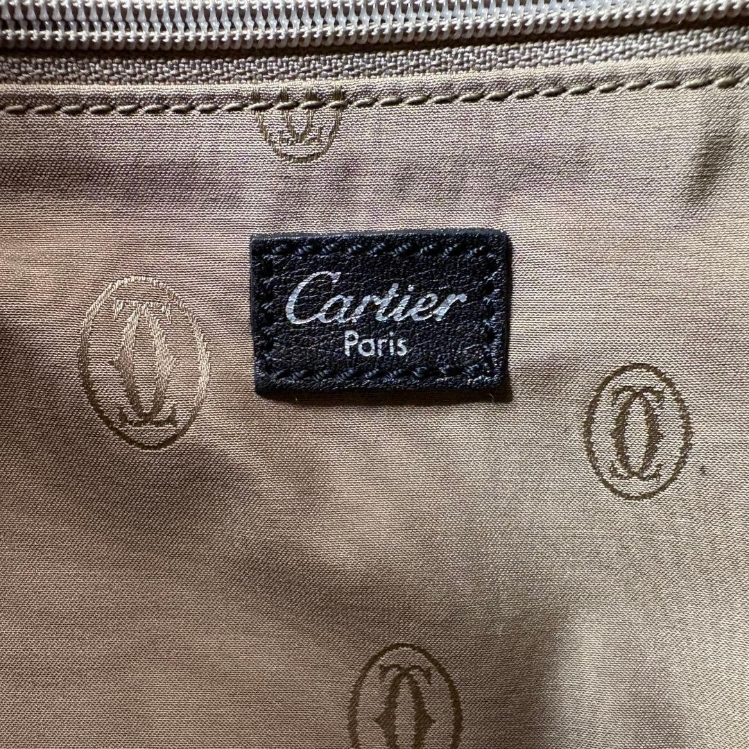 Cartier Marcello de Cartier Leather Handbag Black & Beige Color Used Authentic