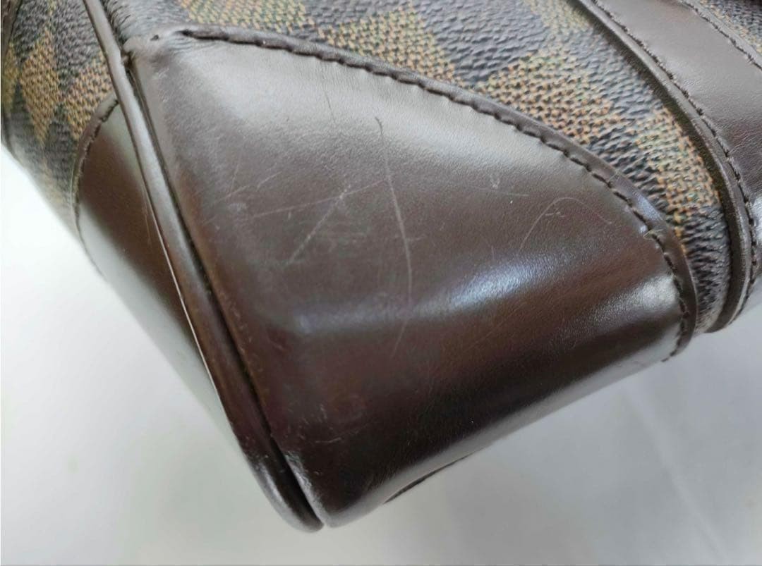 LOUIS VUITTON Damier Berkeley Handbag Brown PVC Leather Authentic Good Conditio