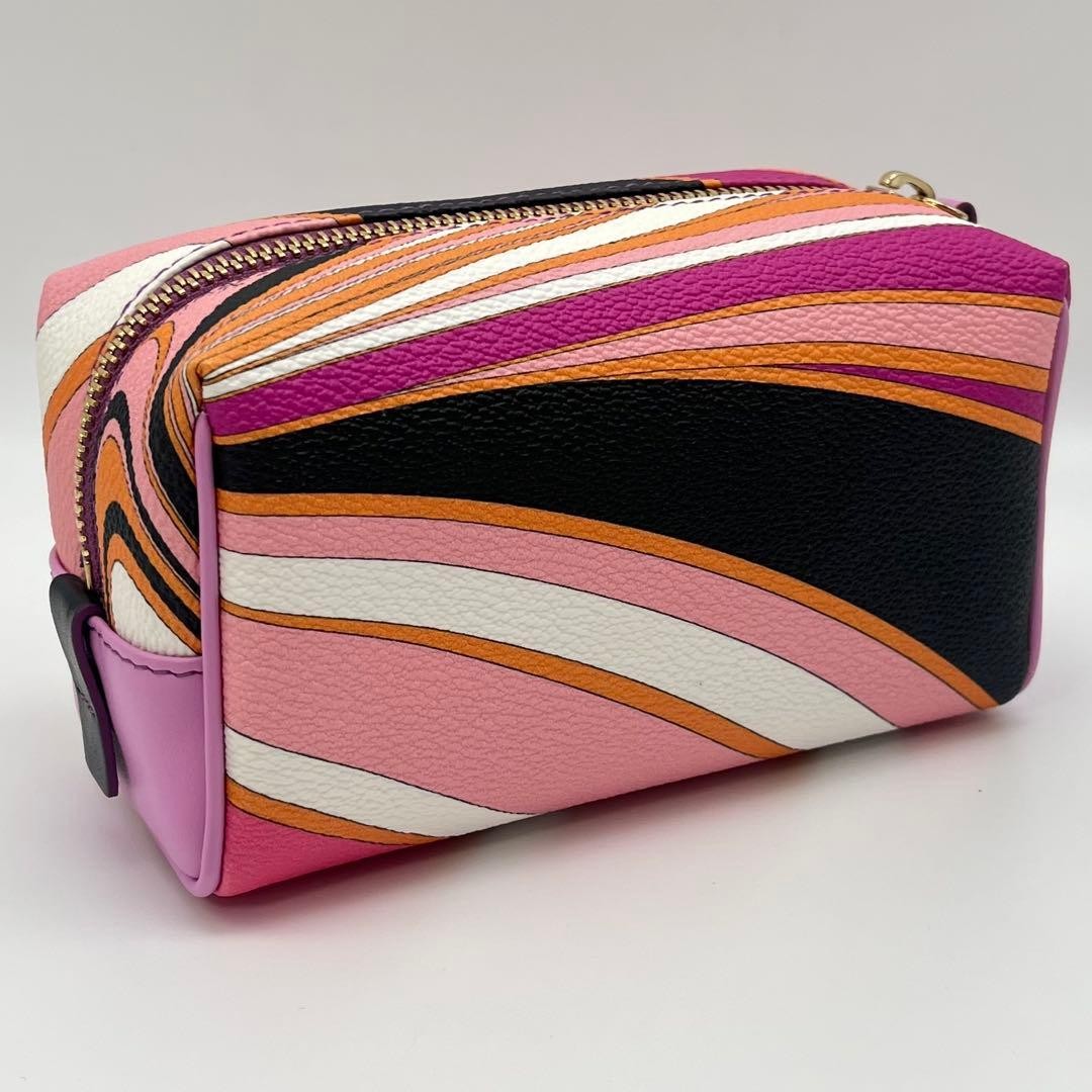 EMILIO PUCCI Leather Pouch Wave Pink Purple Small 15x9x7cm