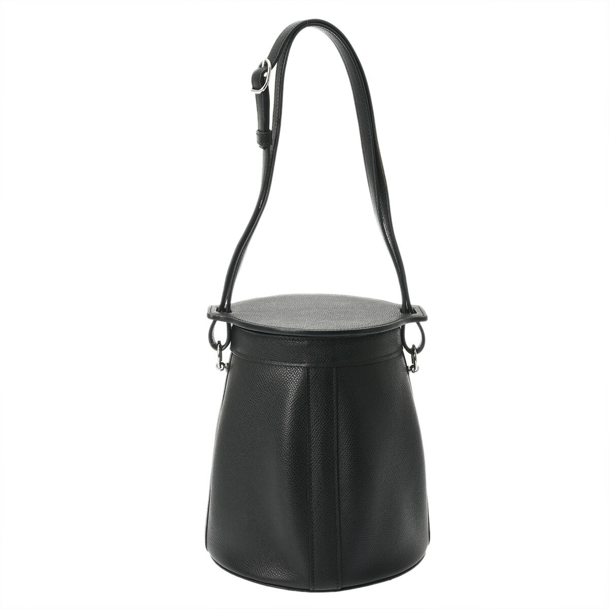 Hermes Shoulder Bag Farming Black Epsom Leather Silver Hardware H7.5xW6.7in 99
