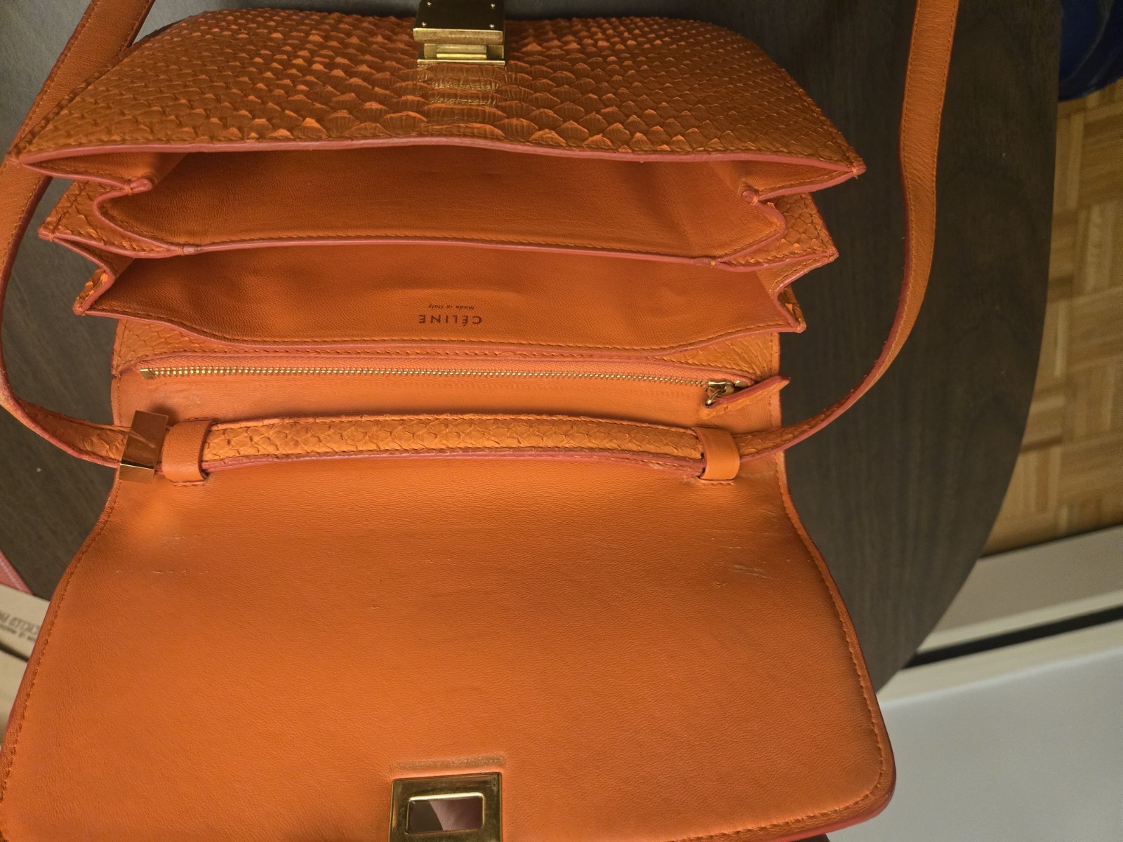 Celine Snake Skin Python Shoulder Bag Medium