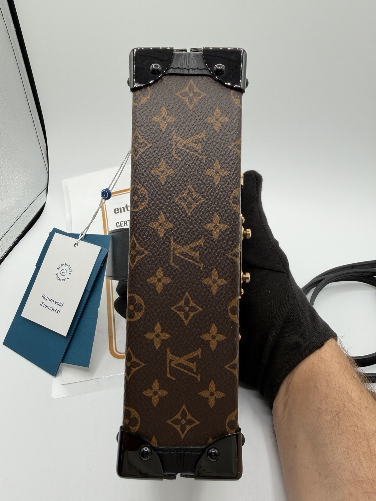 Louis Vuitton Petite Malle Monogram Trunk Box Clutch Brown/Black Gold HW