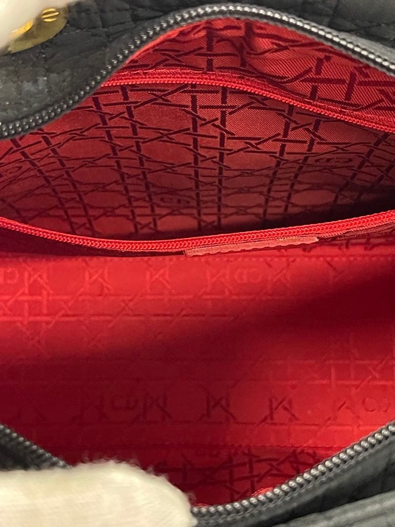 Unused Christian Dior Lady Dior Large Cannage Microfibre Black Handbag Vintage