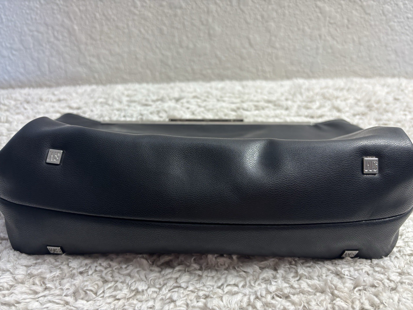 Steve Madden Antoni Soft Oversized Clutch Black Faux Leather Detachable Hex Clip