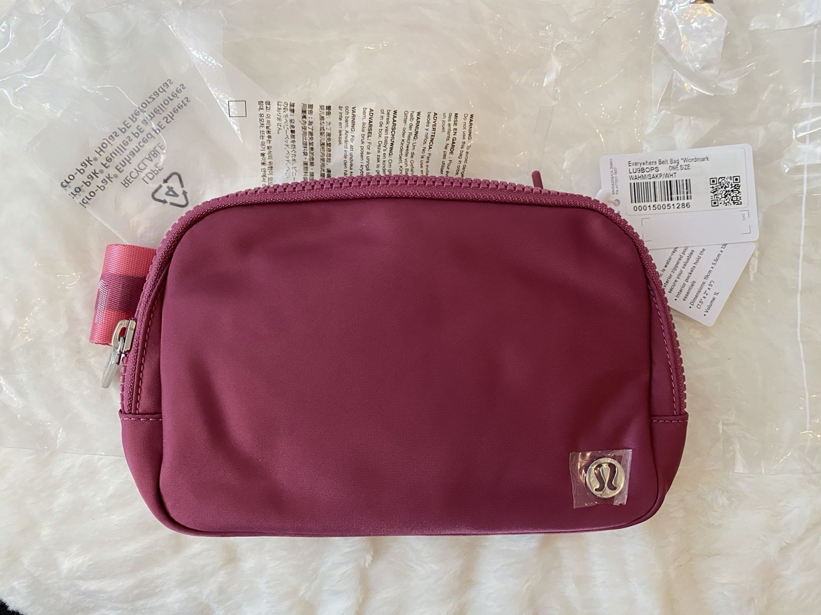 🍋 NWT Lululemon Everywhere Belt Bag Wordmark Washed Mauve / Sakura Pink / White