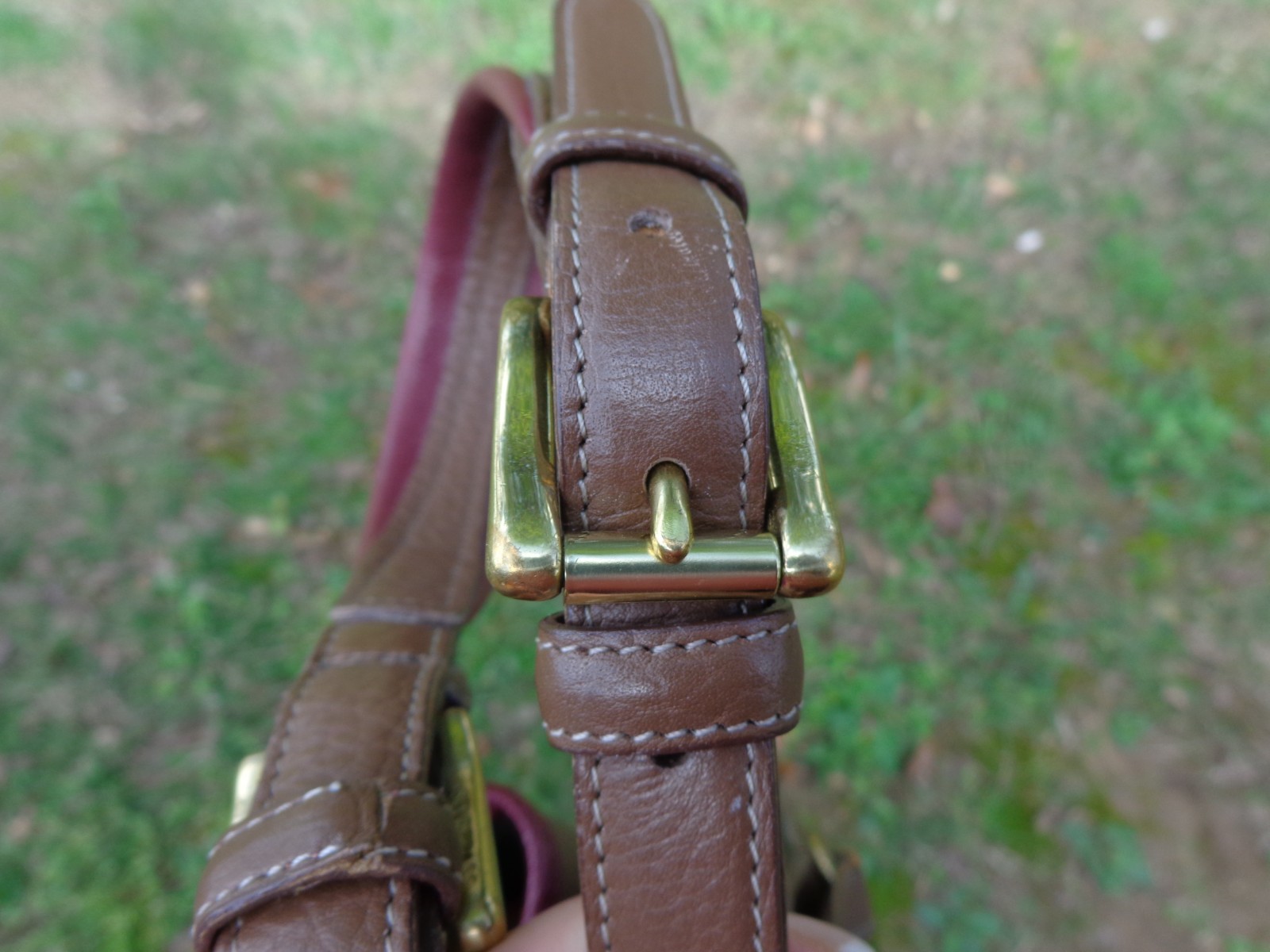 Vintage Dooney And Bourke Teton Bucket Bag Hunter Green Camel Trim Leather USA