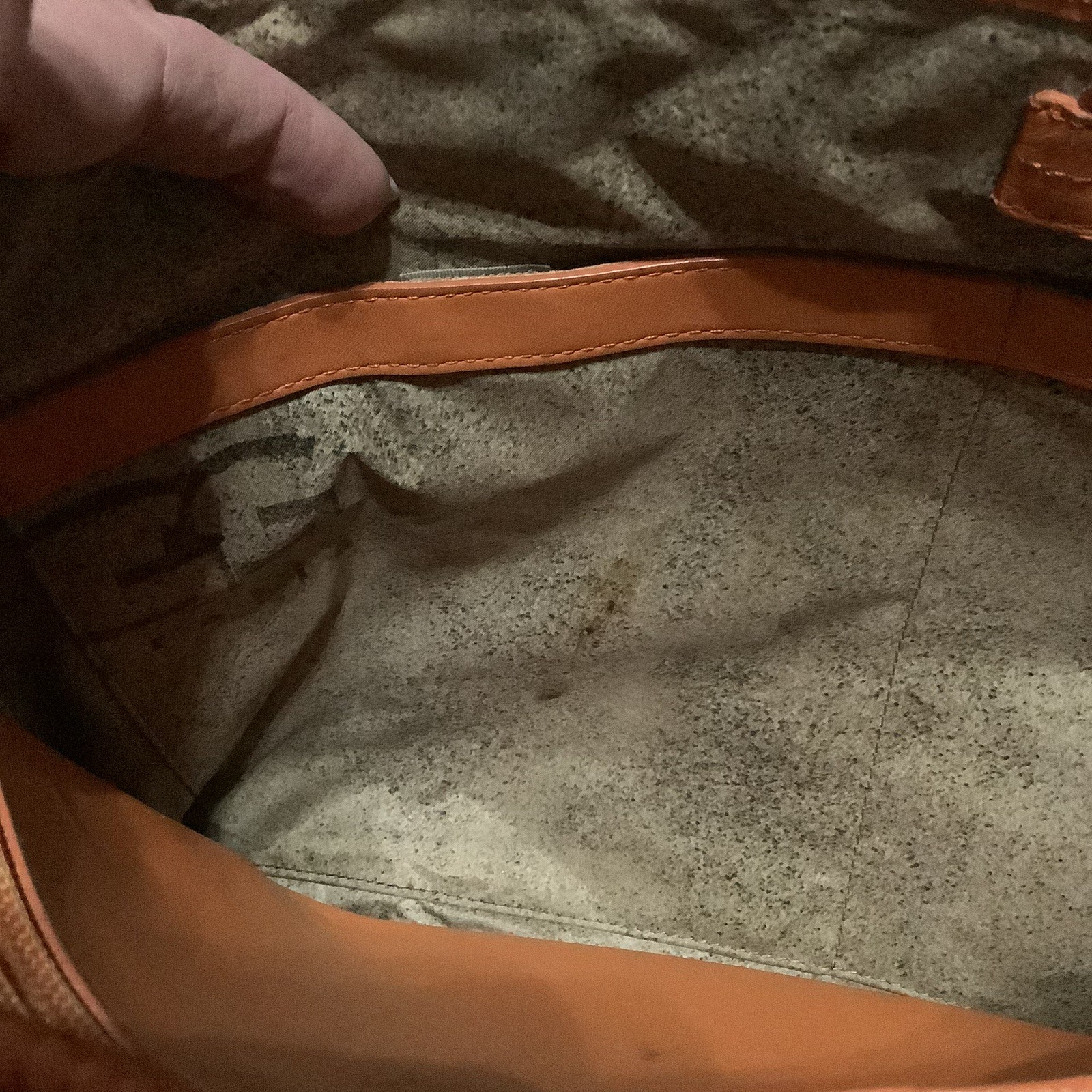 UGG Australia Medium Tote Bag Canvas Leather Beige Orange 9.5 x 13 Inch FLAWS