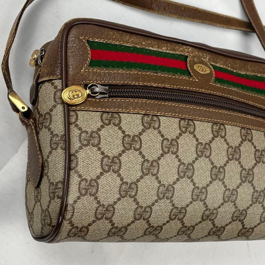 GUCCI Shoulder Bag GG Supreme Web stripe GG monogram Vintage Auth From Japan