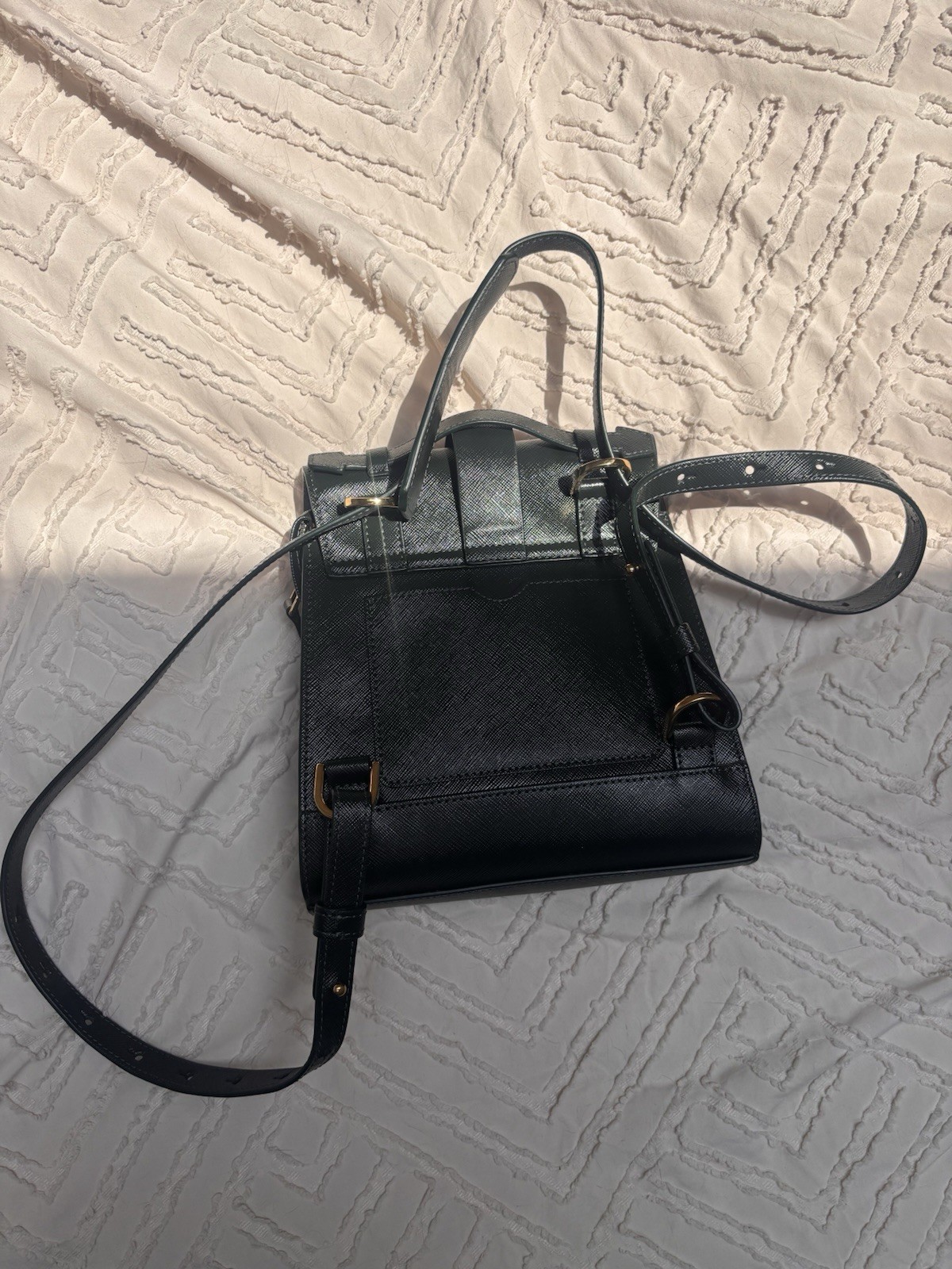 Senreve Mini Alumna Bag Pebbled Forest Green