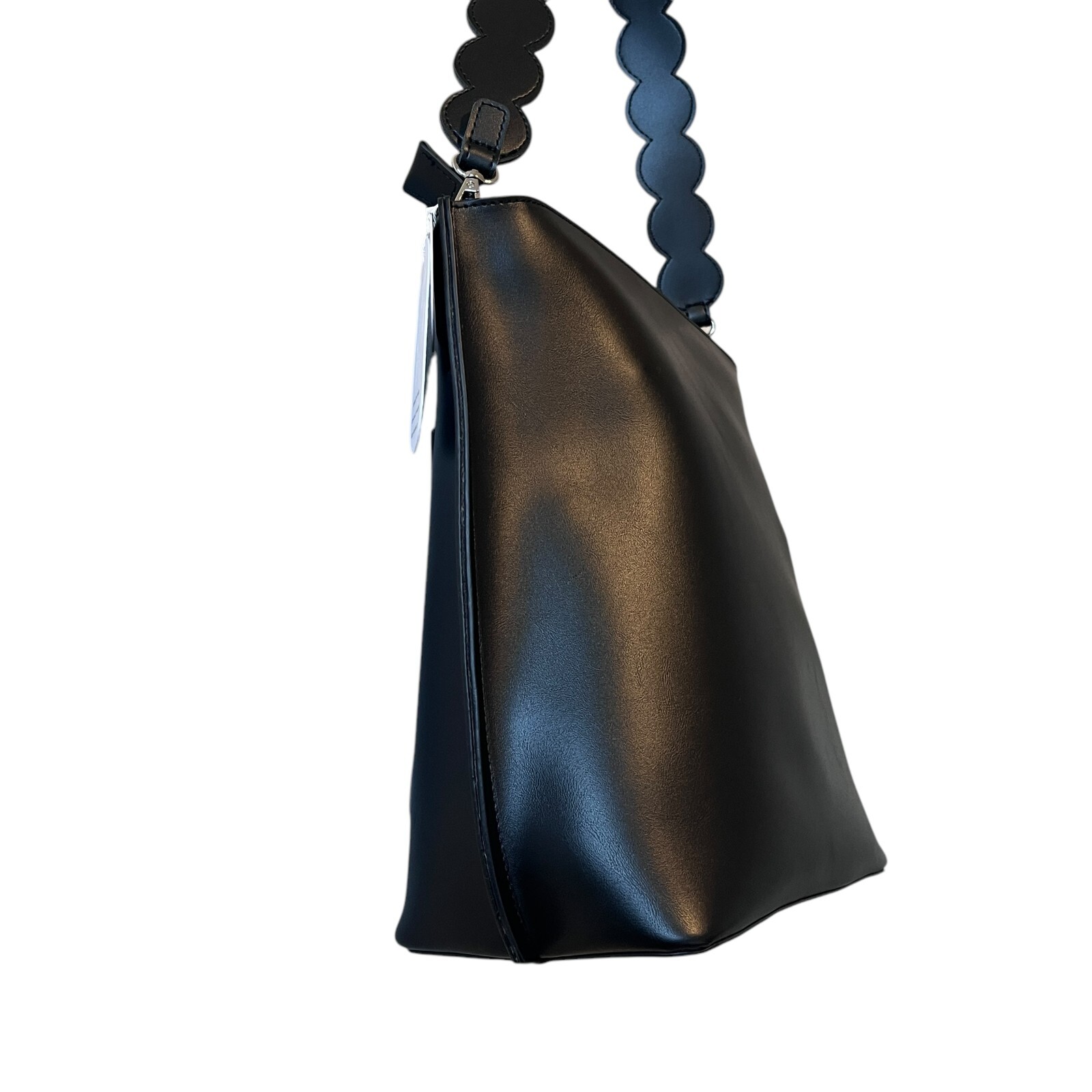 Melie Bianco Black Cecilia Saddle Large Tote Bag