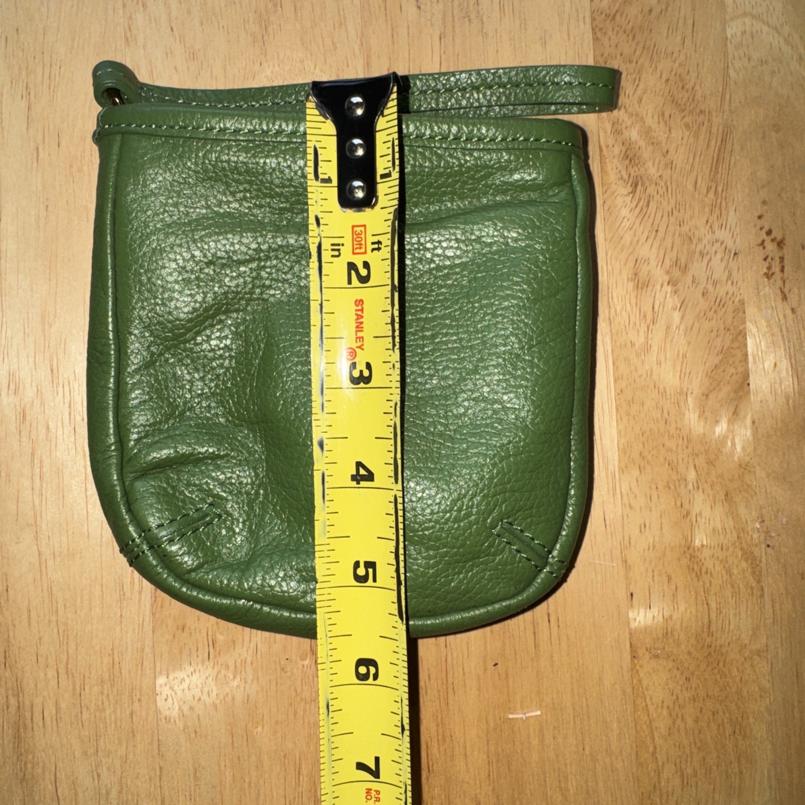 Spring Green Leather Wristlet Small Pouch Bag