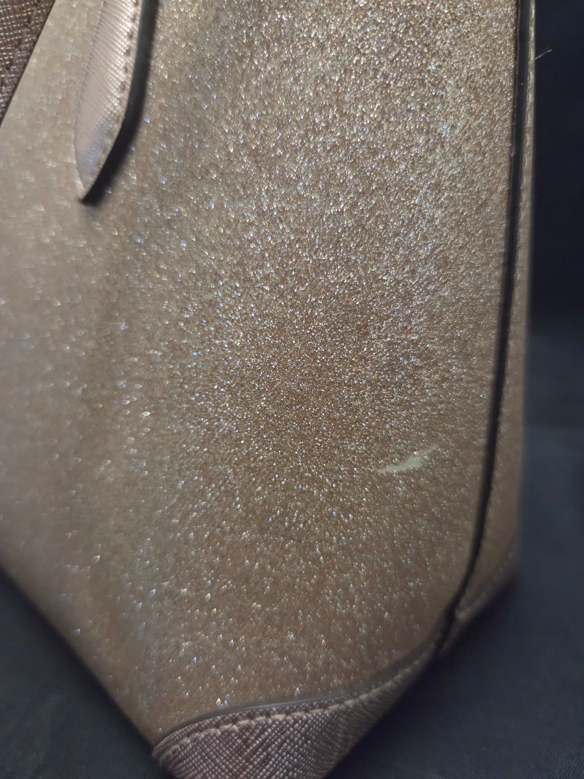 Kate Spade Handbag Rose Gold Glitter Tinsel Satchel Crossbody Designer Purse Y2K