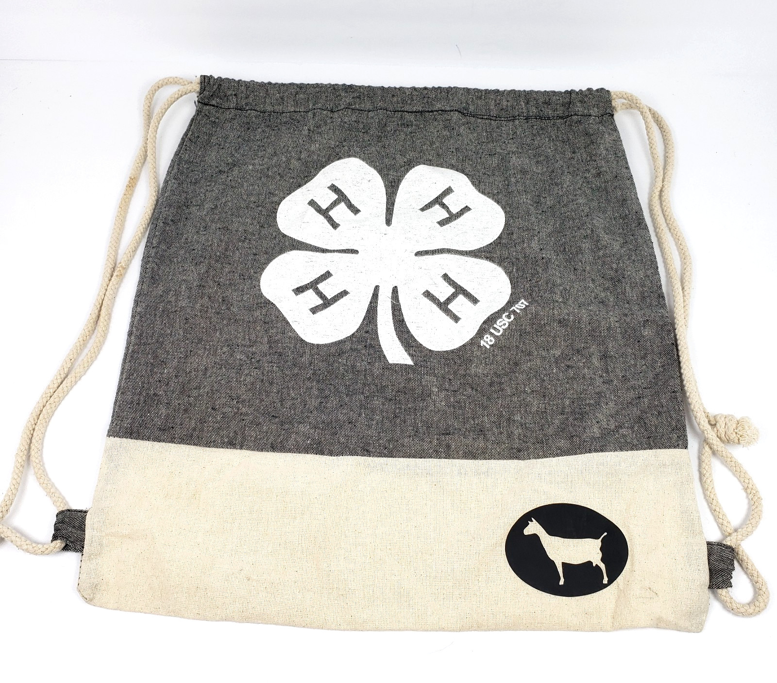 Leeds 4H Goat Gray Khaki Canvas Reusable Sling Drawstring Bag