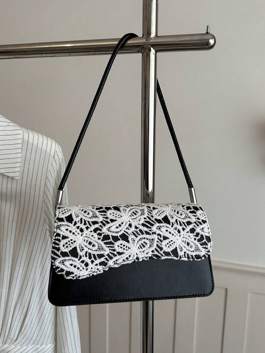 Vintage Asymmetrical Flap Shoulder Bag Women Elegant Old Money Square Tote