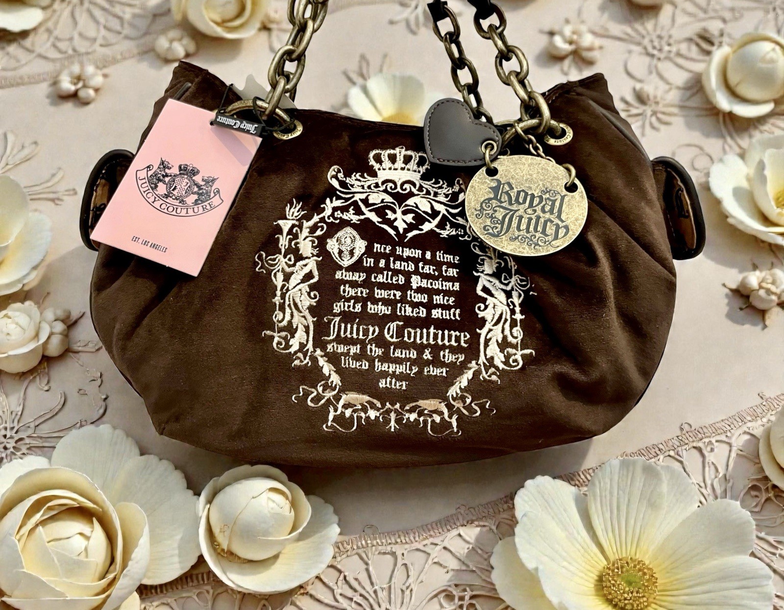 Juicy Couture UK “Once Upon A Time Fairytale” Chocolate Hobo Shoulder Bag BNWT