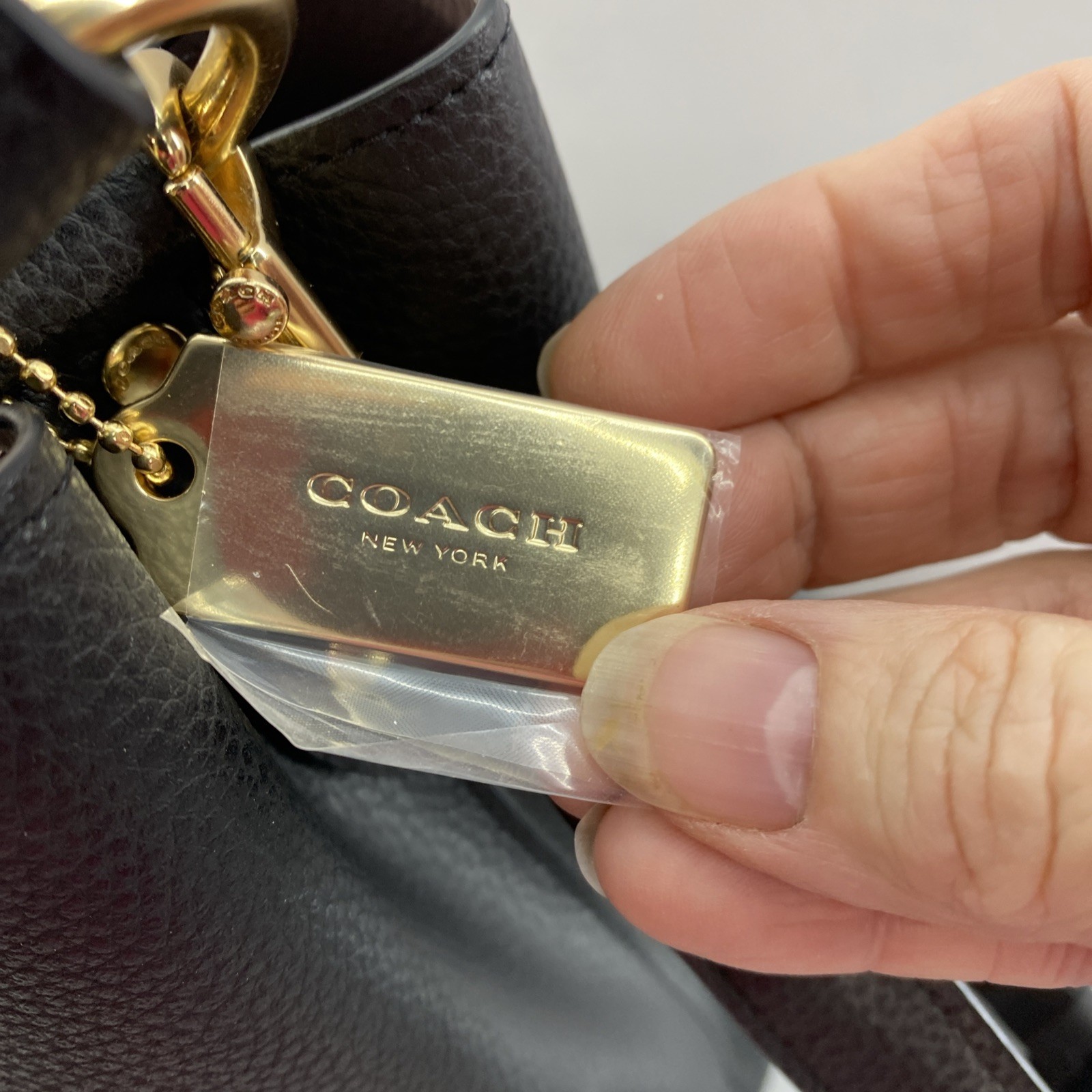 COACH TOWN BUCKET BAG 91122 Black Gold Accent Shoulder Handbag + Crossbody 10×10