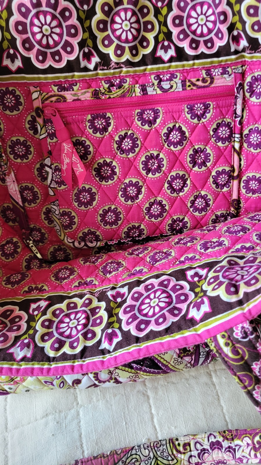 Vera Bradley Retired Paisley Very Berry Pattern Extra Large Shoulder Tote