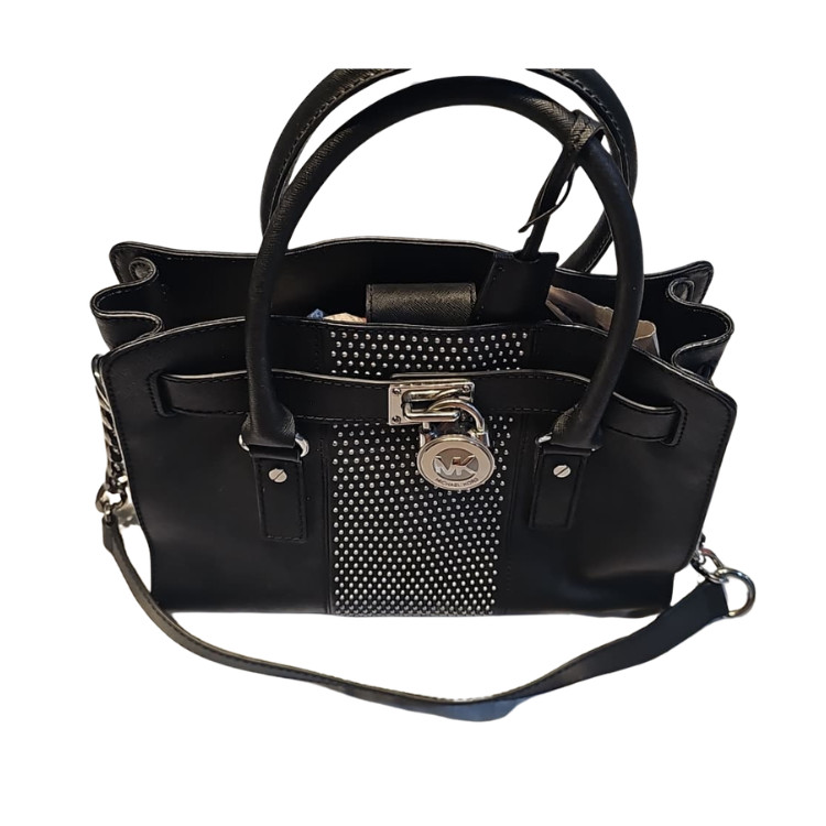 Michael Kors Black Studded Satchel Handbag Shoulder Strap