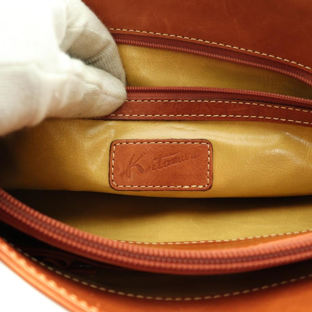 Kitamura Leather Handbag Brown 8.9×4.7in Women’s Vintage B Condition
